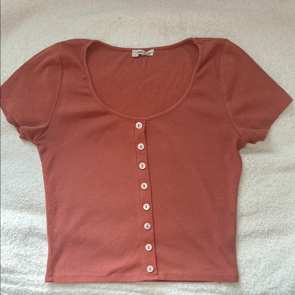 Heart & Hips Orange Buttoned Crop Top